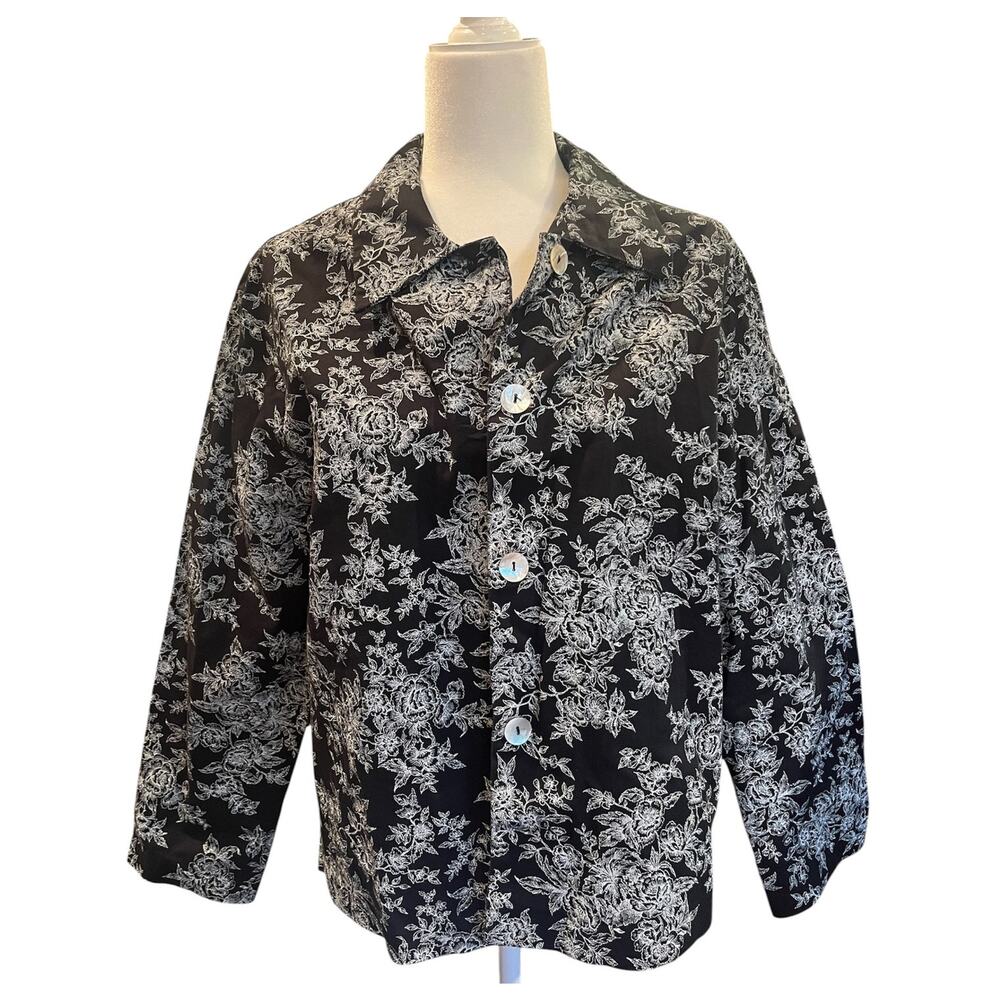 Vintage RSVP Dallas TX Floral Black Jacket Women’s XL Made in USA Retro